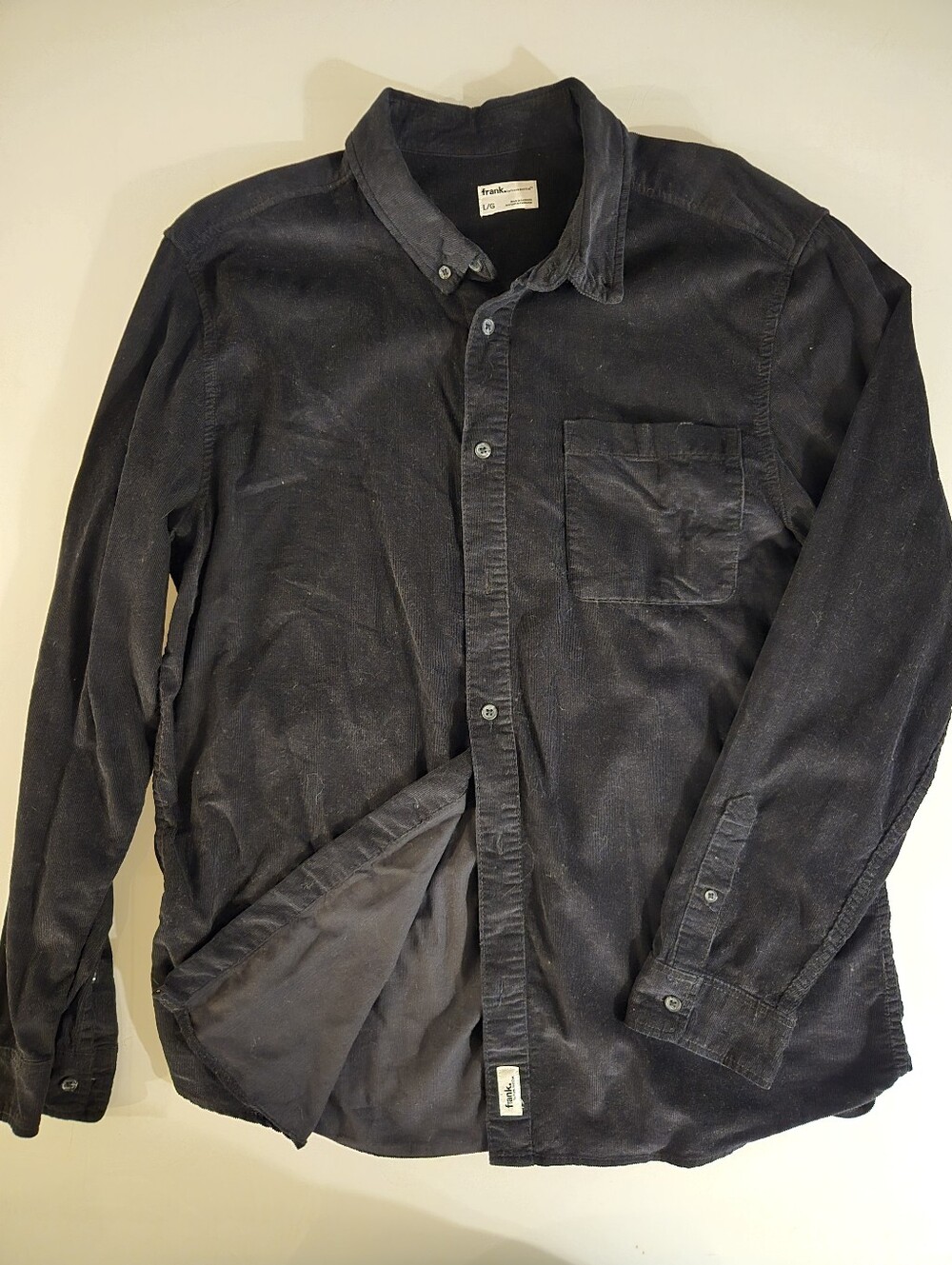 Frank And Oak Black Corduroy Shirt Made in Canada – L